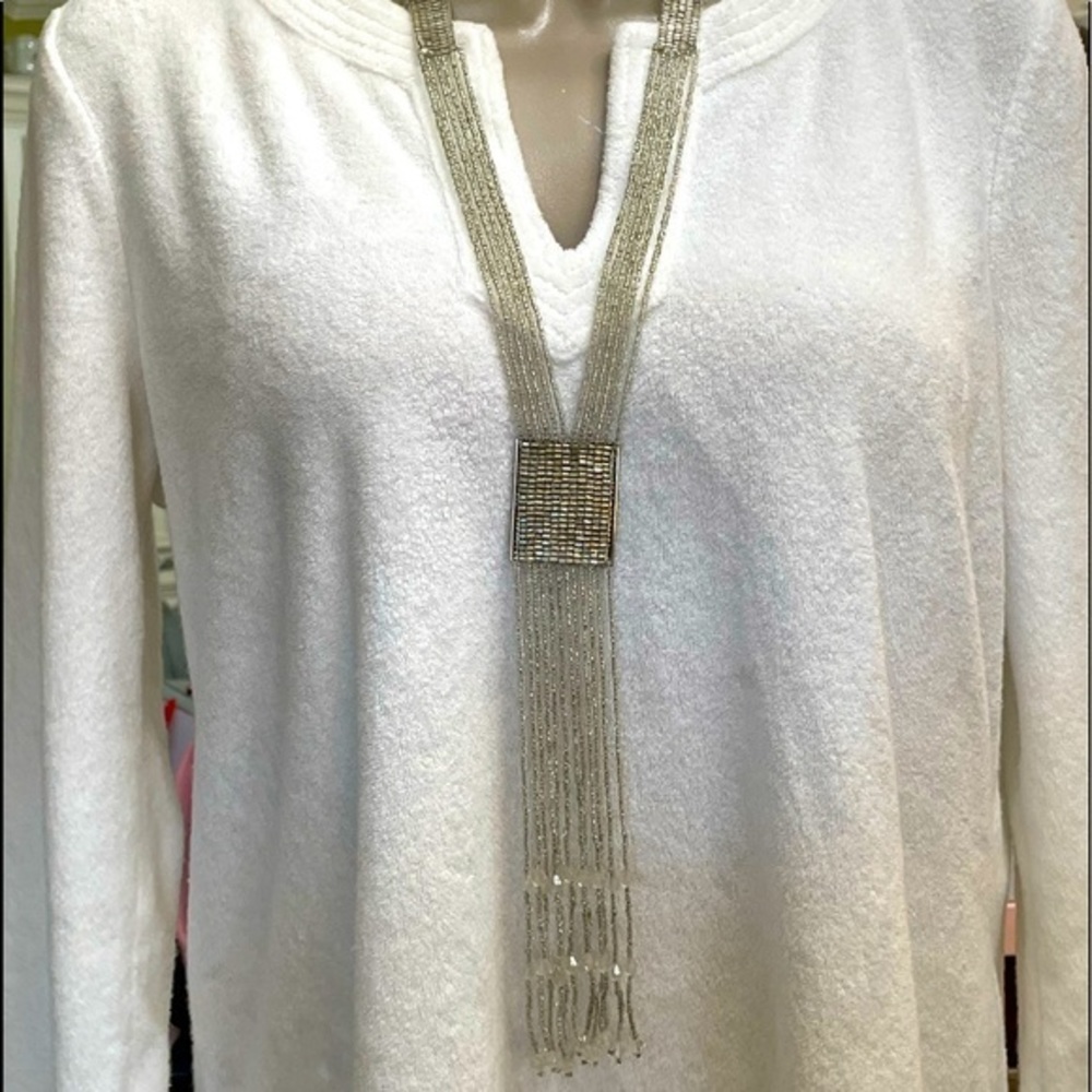 Clear/Silver Bead Y Necklace